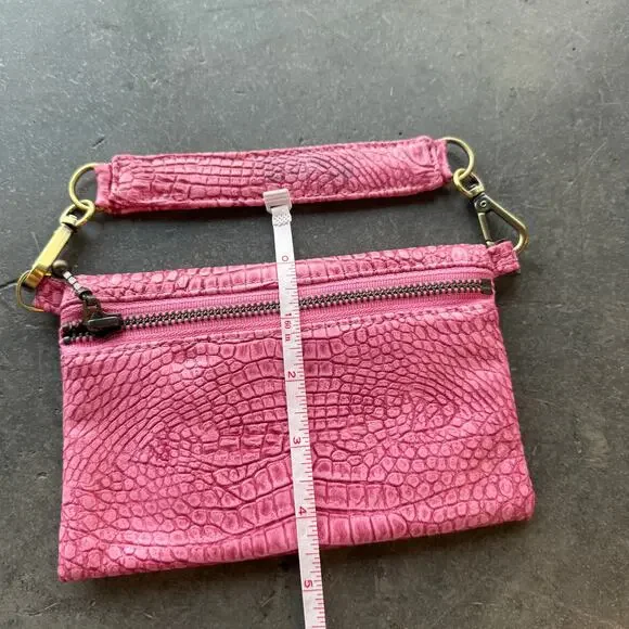 Vintage Y2k Pink Snake Skin Reptile Pink Retro Mini Purse Clutch Zipper Wallet - Picture 3 of 5